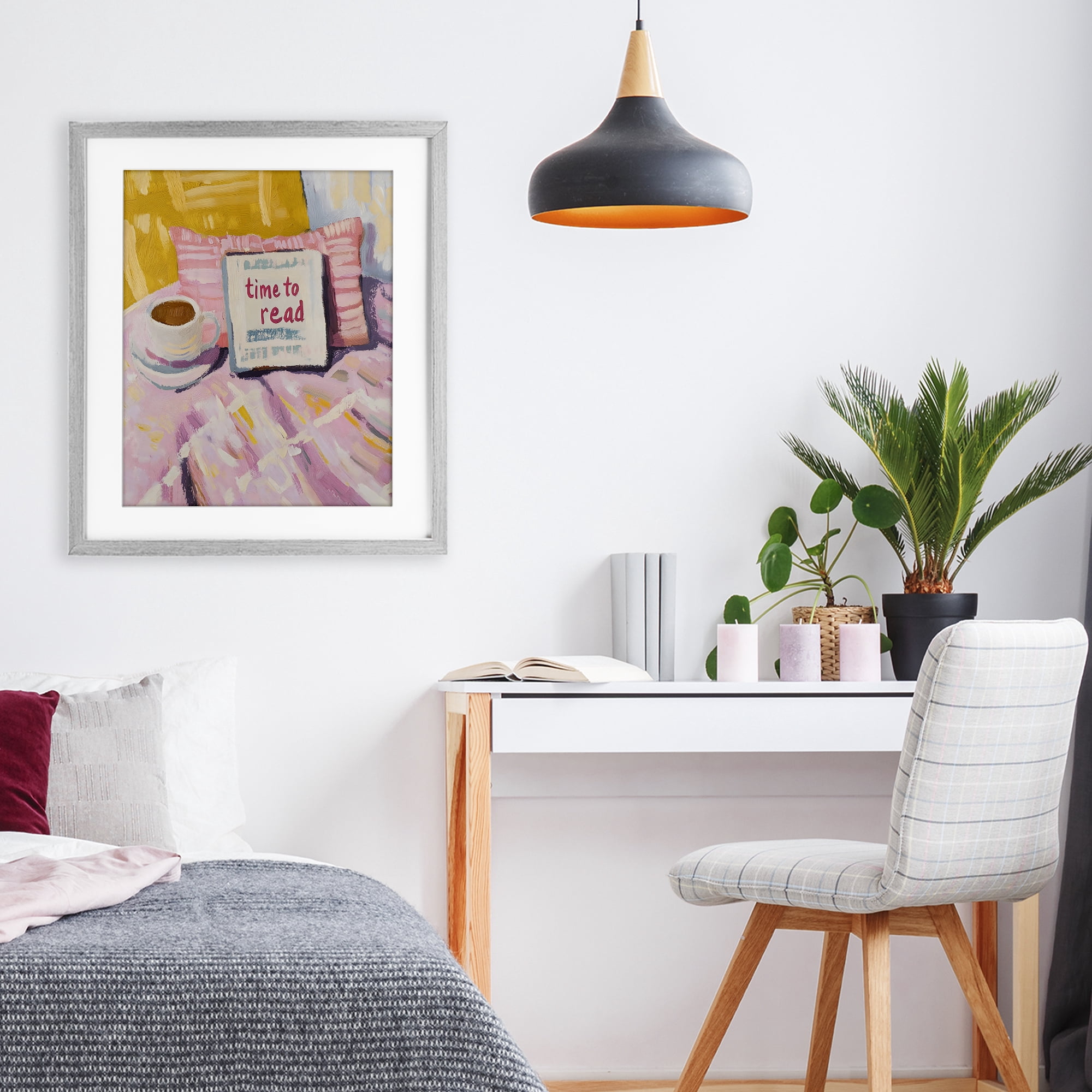 Stupell Industries Time To Read in Morning Gray Framed Print Under Glass, design by The Prints Vibe