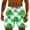 A336 Green, variant on Plaid Checkered Clover Print Shorts for Men Quick-Dry Athletic Trunks Performance Beach Shorts Four Leaf Leaf Pattern Festive Casualwear