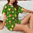 thumbnail image 4 of Haiem Happy St. Patrick's Day Pattern Pajama Set for Women 2 Piece Lounge Set Short Sleeve Tops and Shorts Soft Sleepwear-3X-Large, 4 of 6