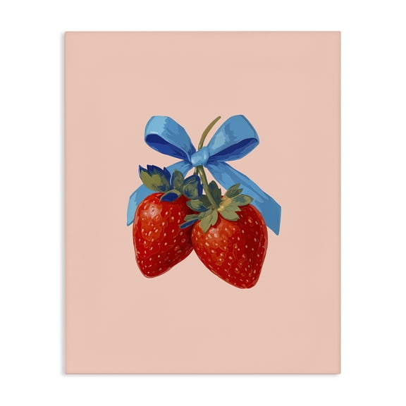 Stupell Industries Strawberry Pair with Blue Bow Canvas Wall Art, design by Imagine It Images