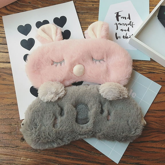 Ludlz Cute Animal Rabbit Koala Sleeping Eye Mask Soft Plush Blindfold Sleep Masks Eye Cover for Kids Girls Women Home Sleeping Traveling Nap Shade Blindfold