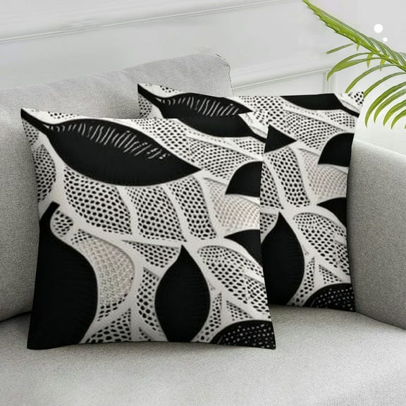 Acheng Black Grey Dahlia Flower Throw Pillow Covers Modern Geometric Floral Lumbar Pillow Covers Farmhouse Cushion Case for Home Sofa Couch Bed Outdoor Decor,Set of 2 White