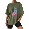 thumbnail image 1 of TSADFHJI Hauts de Noël Élégants pour Femmes, Mode Décontractée, T-Shirt Ample en Coton, Col Rond, Manches Courtes, Été, m Vert, 1 of 4