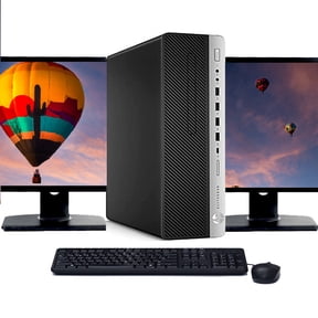 Restored HP G4 Windows 11 Pro Desktop Computer Intel Hexa-Core i5-8500 CPU 16GB RAM 256GB SSD Dual 22" LCD Monitors with Wireless Keyboard and Mouse (Refurbished)