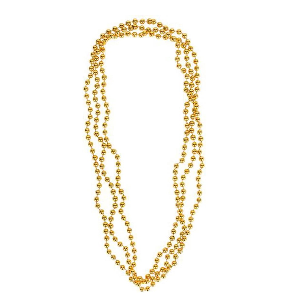 4E’s Novelty Gold Beads Necklaces 72 Pack – Mardi Gras Parade Throws, Party Beads Bulk