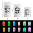 thumbnail image 2 of DRomance Velas LED sin llama que cambian de color con control remoto de 18 teclas y temporizador Calcomanías Live Love Laugh Funciona con pilas Velas LED parpadeantes Decoración del día de San Valentí, 2 of 5