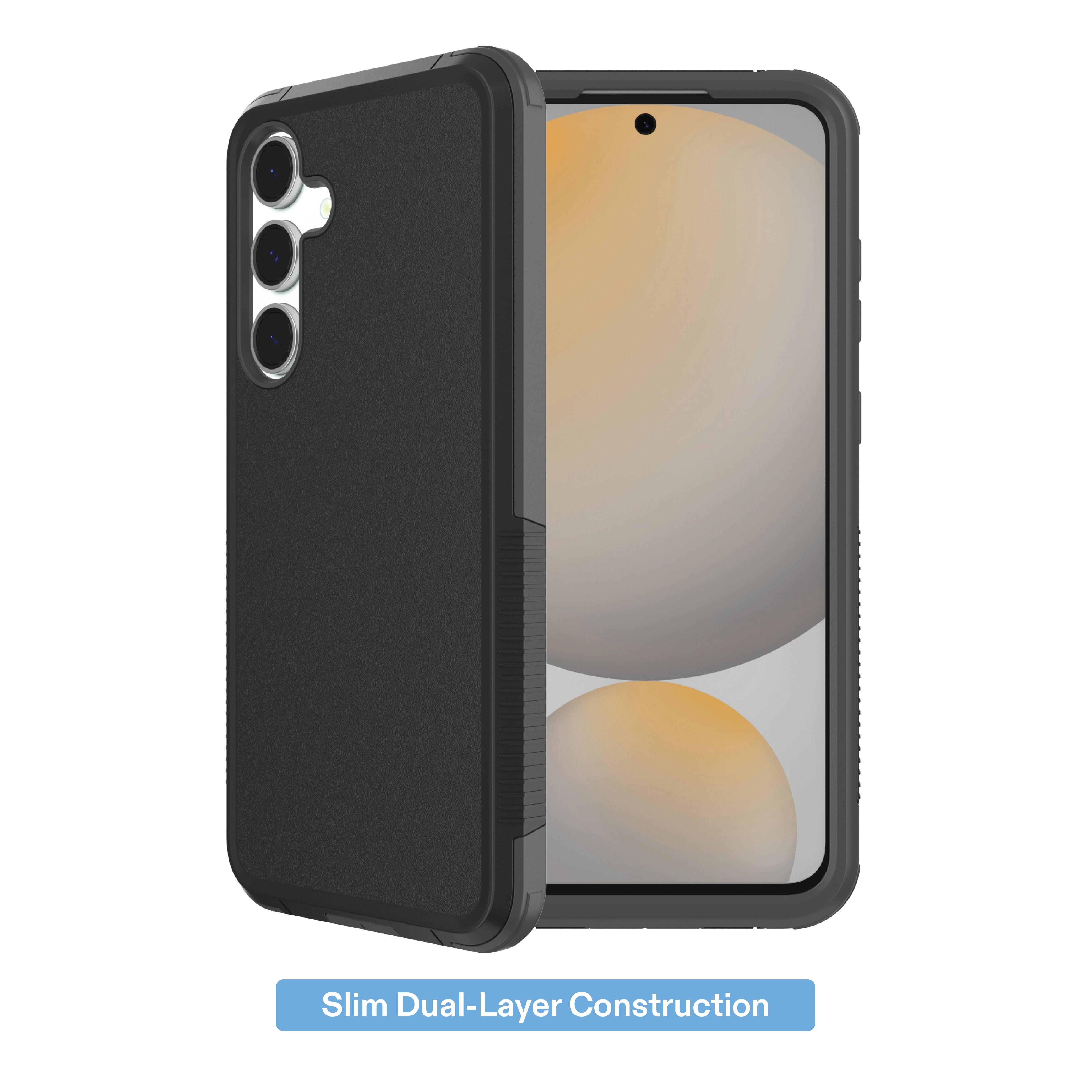 onn Slim Rugged Phone Case for Samsung Galaxy S24 FE, Black photo 3