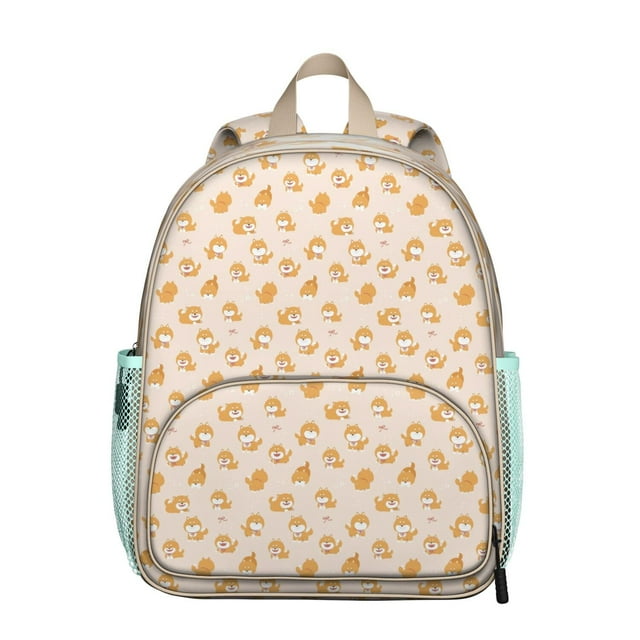 Puppy Paw Print Student Backpack – Adorable Dog Pattern with Bone and Tail Cartoon Design, Watercolor Artistic Style for School
