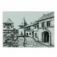 thumbnail image 1 of Cityscape Cutting Board, Old Peaceful City Drawing Restaurant Terrace Sketch Downtown Lifestyle Scene, Decorative Tempered Glass Cutting and Serving Board, Small Size, Black White, by Ambesonne, 1 of 1