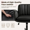 thumbnail image 5 of Waleaf Criss Cross Chair with Wheels & Armrests, Criss Cross Office Swivel Chair, PU Leather Vanity Chair with Back, Beige Comfortable Adjustable Vanity Desk Chairs for Home Office and Bedroom, 5 of 7