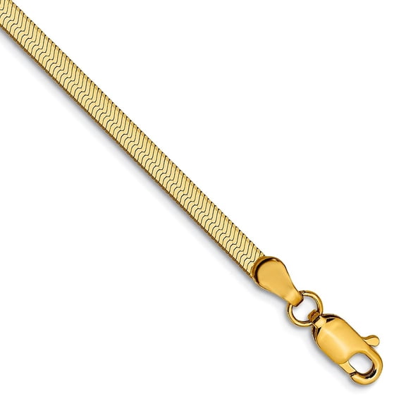 10k Solid Yellow Gold 2.5mm Silky Herringbone Chain Bracelet 8 Inch Link Bracelet for Women and Men