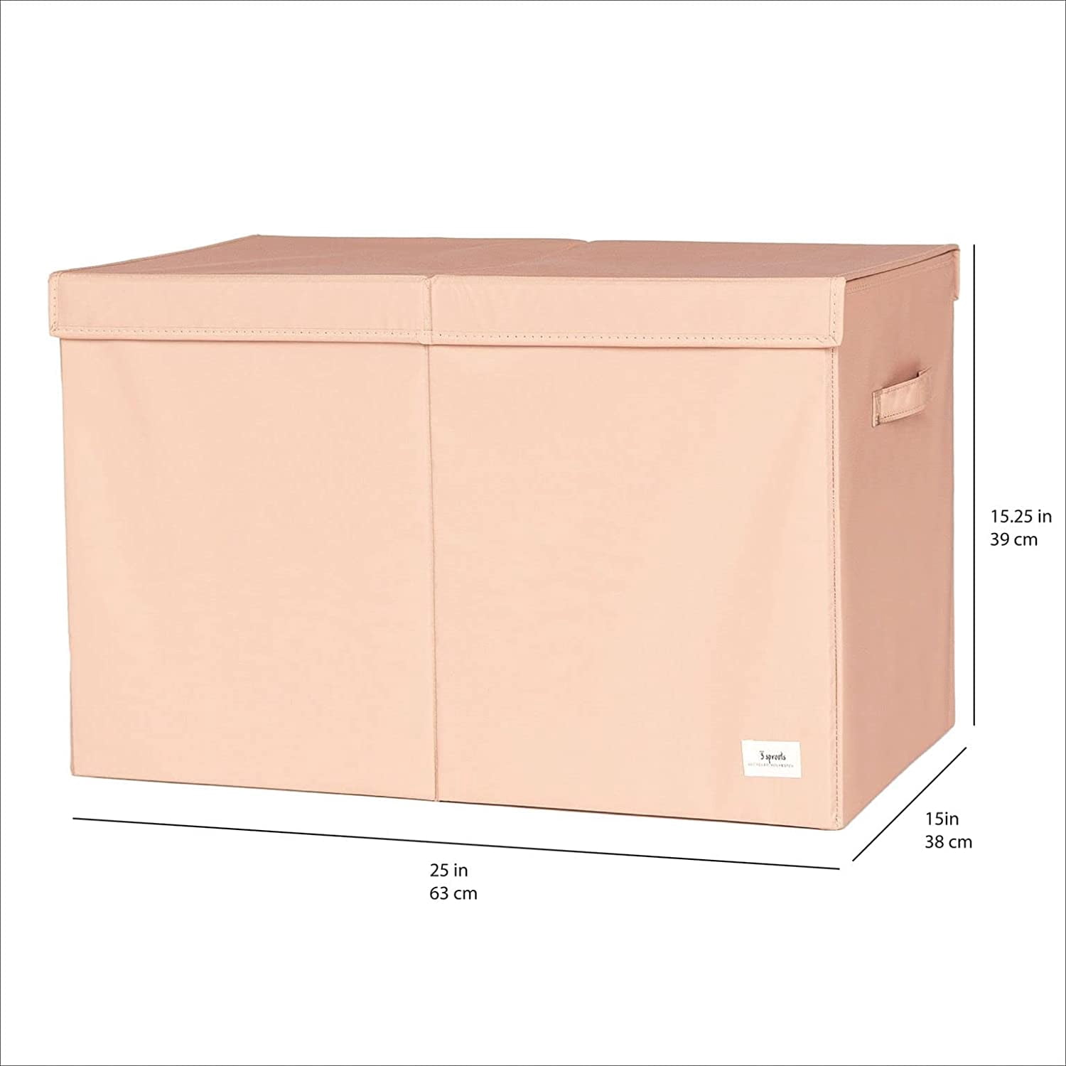 3 Sprouts Recycled Fabric Folding Chest Organizer in Clay - Collapsible Storage Basket Container with Lid & Handles