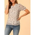 thumbnail image 5 of Allegra K Women's Floral Button Down Collar Sweet Puff Sleeve Blouse, 5 of 6