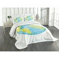 thumbnail image 3 of Ambesonne Earth Quilted Bedspread Set 3 Pcs, Watercolor Style Planet, Queen Size, Green Blue, 3 of 5