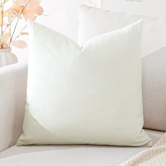 Eryueer Luxury Velvet Cushion Covers Super Soft Decorative Square Throw Pillow Covers Case Cushion Covers for Sofa Couch Bedroom Car Decor 45x45cm Cream White