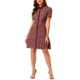 thumbnail image 5 of Allegra K Women's Contrast Collar Short Sleeve Belt Shirt Dresses, 5 of 6