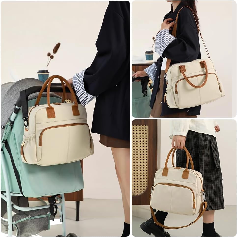 Sunyuer Diaper Bag Tote, Travel Stylish Mommy Bag with Stroller Clips, Large Capacity Hospital Bag for Labor and Delivery