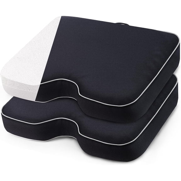 2 Pcs Stadium Seat Cushions, Portable Outdoor Seat Cushions with Waterproof Cover, Black