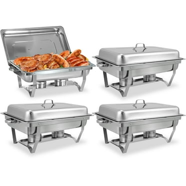 EVGTTI 4 Pack 8QT Chafing Dish Buffet Set, Stainless Steel Chafers and Buffet Warmers Sets for Parties, Events