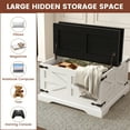 thumbnail image 5 of Frmobepts Farmhouse Coffee Table, Square Wood Center Table with Storage and Lift Top, Metal Corners for Living Room, White, 5 of 9
