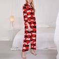 thumbnail image 3 of Fuzoiu Black and white striped and red hearts Print Women's Long-Sleeved Pajama,Lounge Button Down Nightwear,Womens Notch Collar Pajama Set-X-Large, 3 of 7