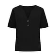 thumbnail image 4 of Tittly T Shirts for Women Spring Tops for Women Women's Fashionable Casual V Neck Short Sleeved Top T Shirt Tshirts Shirts Basic Tees Black XL, 4 of 5