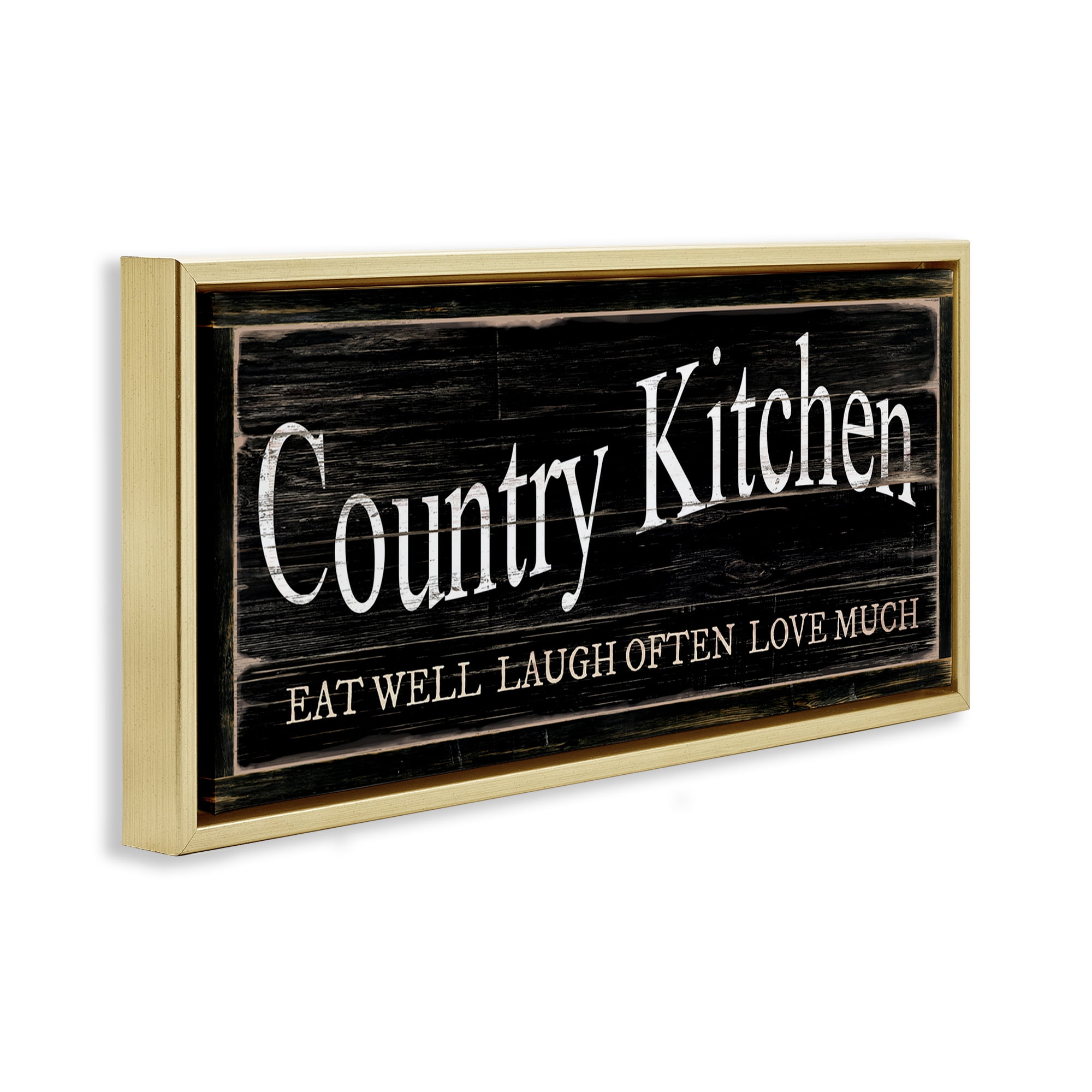 Stupell Industries Rustic Country Kitchen Typography Painting Gold Floater Framed Canvas Art Print Wall Art, 31 x 14