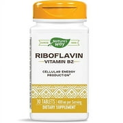 Nature's Way Riboflavin Vitamin B2 - 400 mg Riboflavin - Supports Cellular Energy* - Gluten Free - 30 Tablets