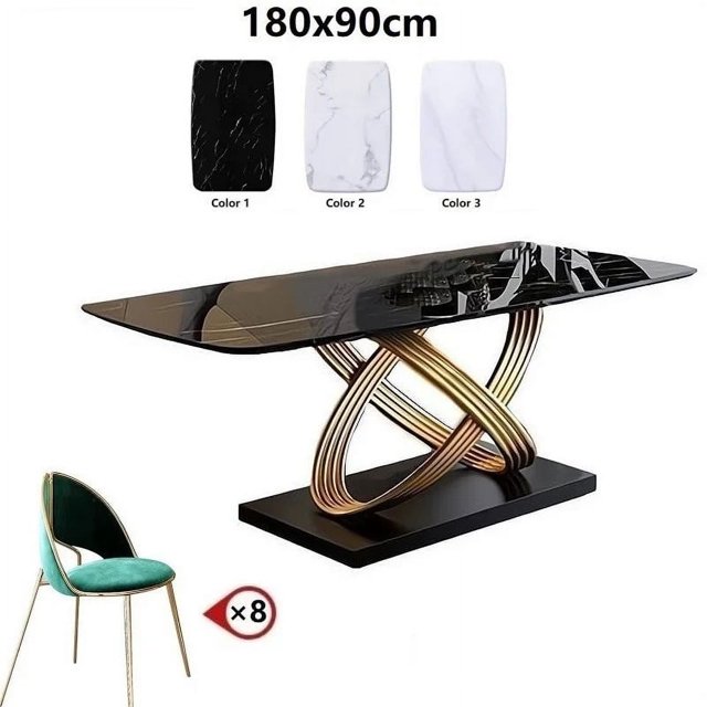 Dining Table Set 6 Chairs Ltalian Luxury Modern Marble Multifunction Set Table and Chairs Garden Steel Mesa De Cozinha Furniture My Lux Decor Round