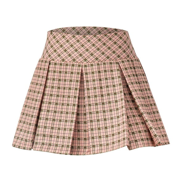 TSADFHJI Skirts for Women Short Length Linen Women's Pleated Skirt with Comfy Casual Stretchy Band Plaid Sports Skirt Outdoor Running Tennis Culottes Yoga Culottes Pleated Skirt L