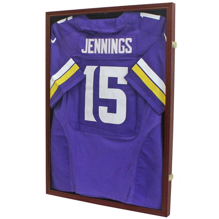 DisplayGifts Jersey Display Frame Case Lockable Large Sport Jersey Shadow Box with 98% UV Protection Acrylic and Hanger for Baseball Basketball Footba