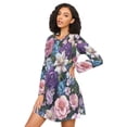 thumbnail image 3 of FORMRS Womens Long Sleeve Nightgowns Crew Neck Sleep Shirt Soft Pajamas Sizes S-3XL, Pink and Purple Flowers, 3 of 8