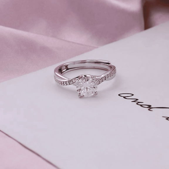 Eclet Jewels 14K White Gold Plated 14K Diamond Rings - 1.4 Ct Round Diamond Engagement Rings - Twisted Cross Over Shank Engagement Rings for Women's - Fine Diamond Beautiful Special Occasion Rings