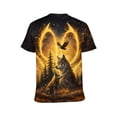thumbnail image 2 of LAOLIUSN Men's Bald Eagle Wolf Graphic T-Shirt, Lightning 3D Print Short Sleeve Crewneck Tees, 2 of 7