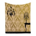 thumbnail image 1 of Damask Soft Flannel Fleece Blanket, English Country House Damask Motif on Wall and Chandelier Silhouettes Renaissance, Cozy Plush for Indoor and Outdoor Use, 50" x 70", Yellow Black, by Ambesonne, 1 of 6