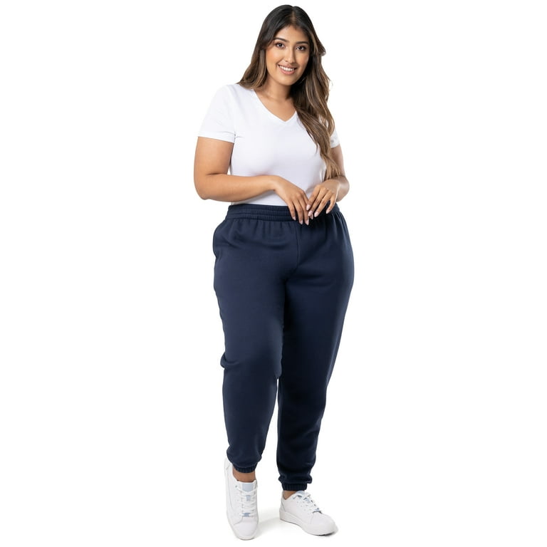 Terra & Sky Women's Plus Size Cotton Blend Fleece Sweatpants, 2-Pack 