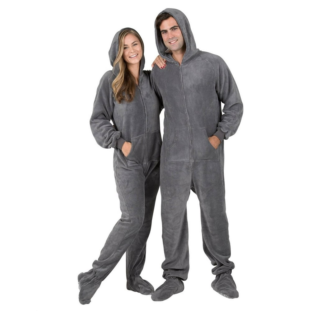 Footed Pajamas Footed Pajamas Howling Moon Adult Hoodie Chenille