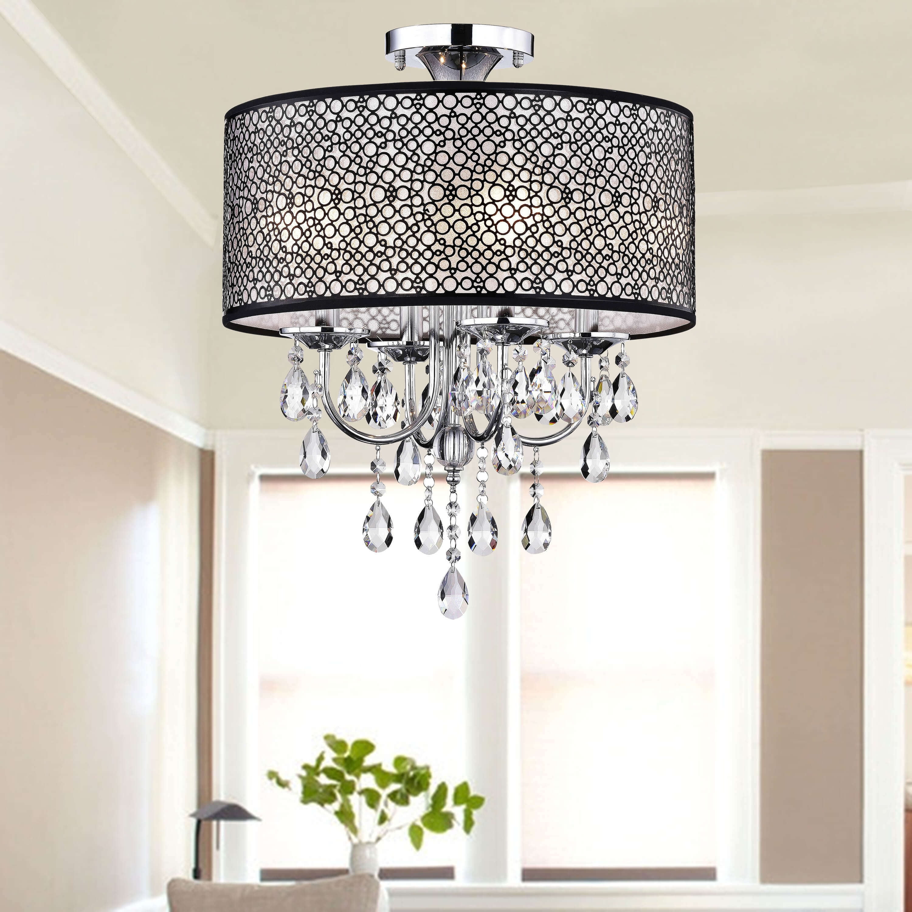 The Lighting Store Bubble Shade Crystal and Chrome Flushmount