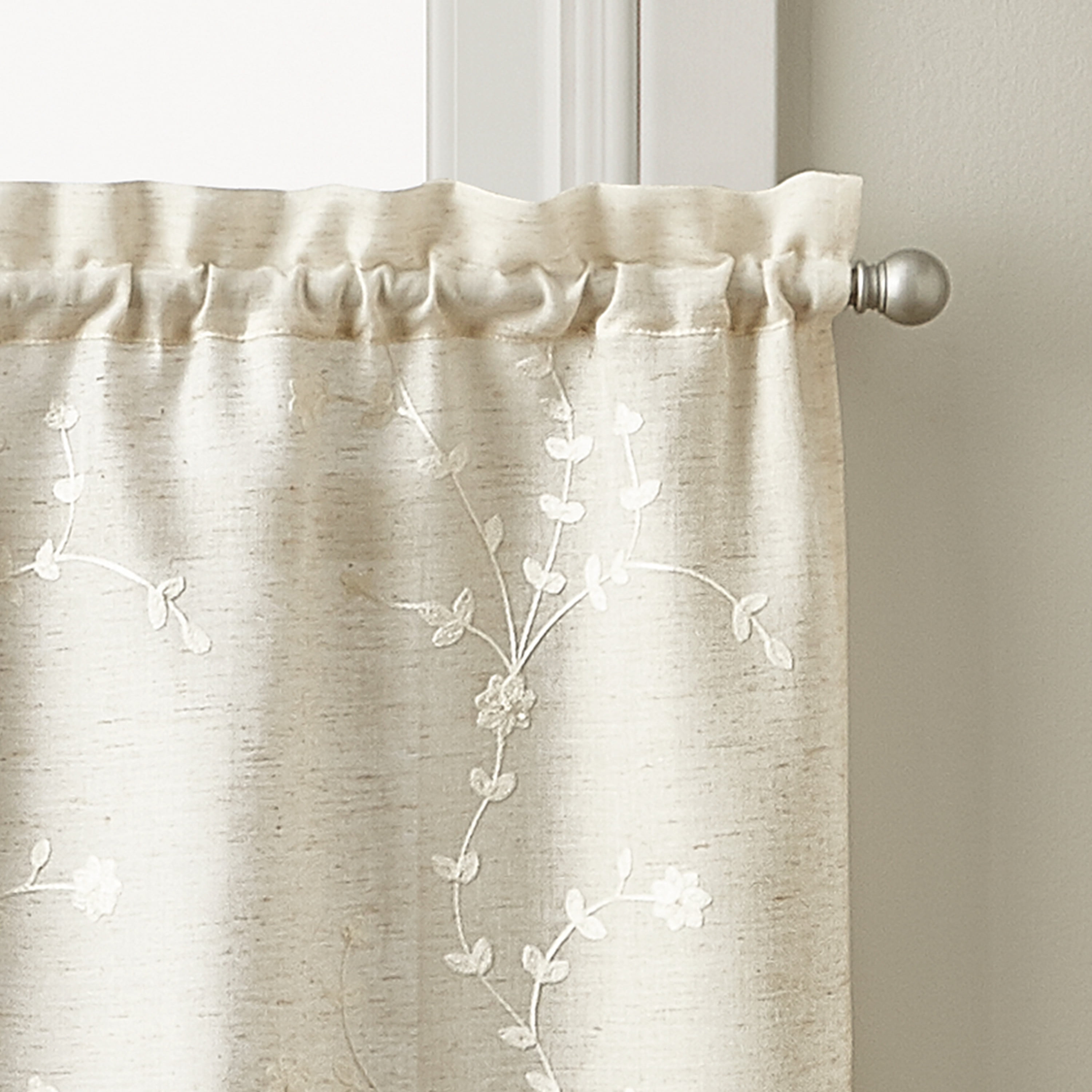 CHF Lynette Indoor , Polyester/Linen/Other Fiber , Light Filtering Tier Set Rod Pocket , Linen , 56"x36", Set of 2