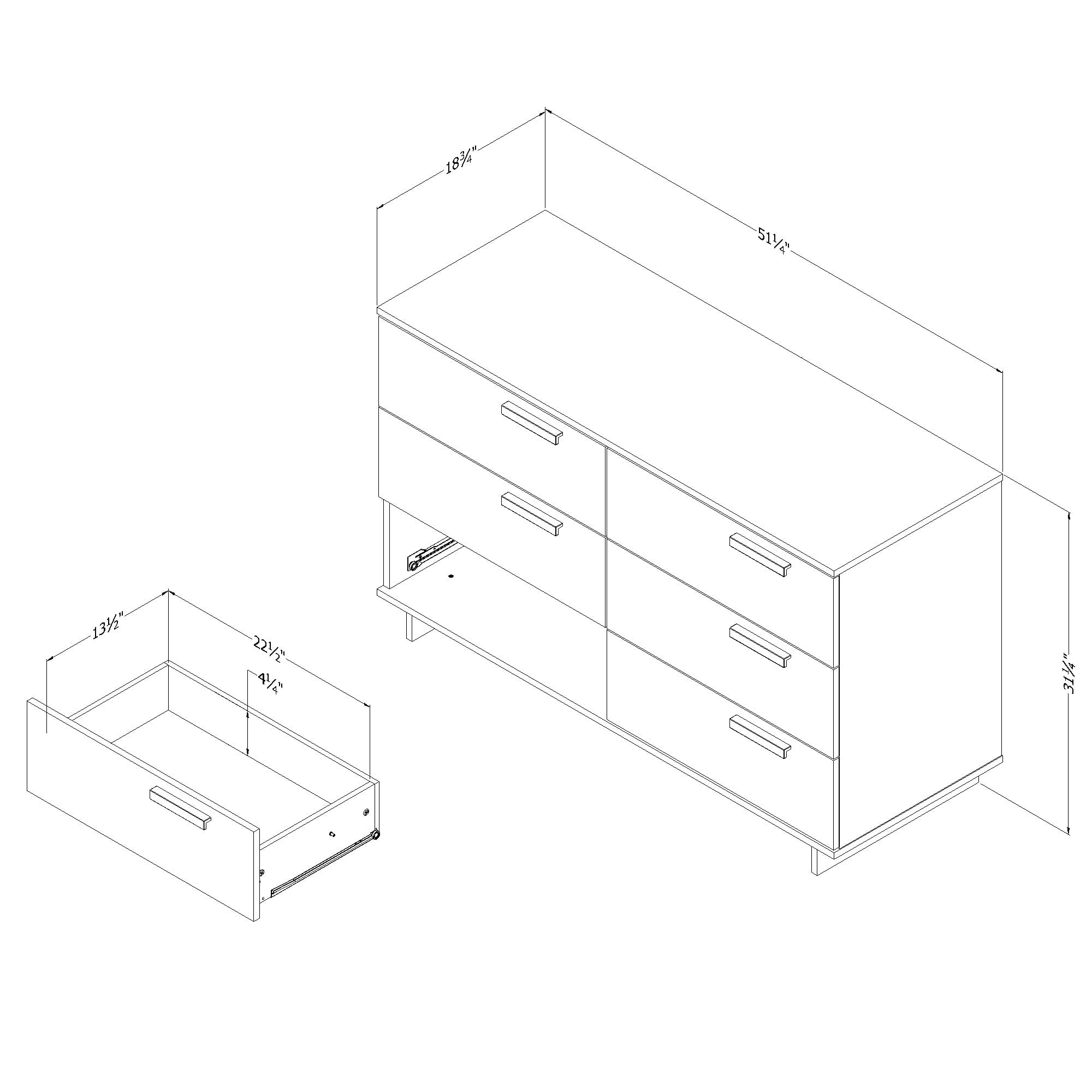 South Shore Cavalleri 6-Drawer Dresser for Adult, in Pure White