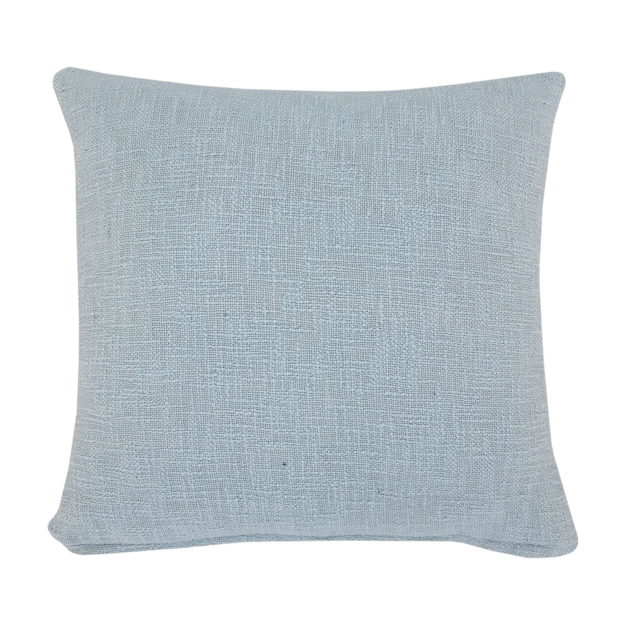 Laddha Home Designs Geometric Bordered Loomed Square Cotton Throw Pillow Cover - 20" - Sky Blue and