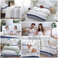 thumbnail image 5 of 3 Piece Navy Blue Stripe Duvet Cover Set Queen Size,Microfiber Comforter/Quilt Cover with Corner Ties and 2 Pillowcases,Modern Rustic Horizontal Blue Striped All Season Bedding with Zipper Closure, 5 of 8