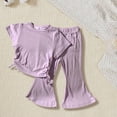 thumbnail image 2 of EnJoCho Toddler Baby Girls Clothes Set 2 Piece Summer Outfits Solid Short Sleeve T-Shirts Tee & Flared Pants Sets 12M-6 Years, 2 of 9