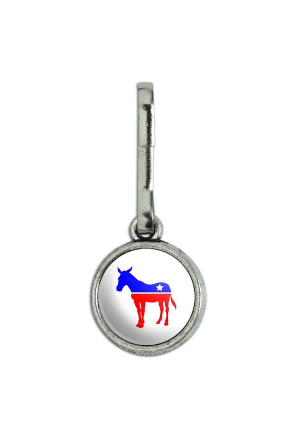 Democrat Donkey Liberal America Political Party Antiqued Charm Clothes Purse Suitcase Backpack Zipper Pull Aid