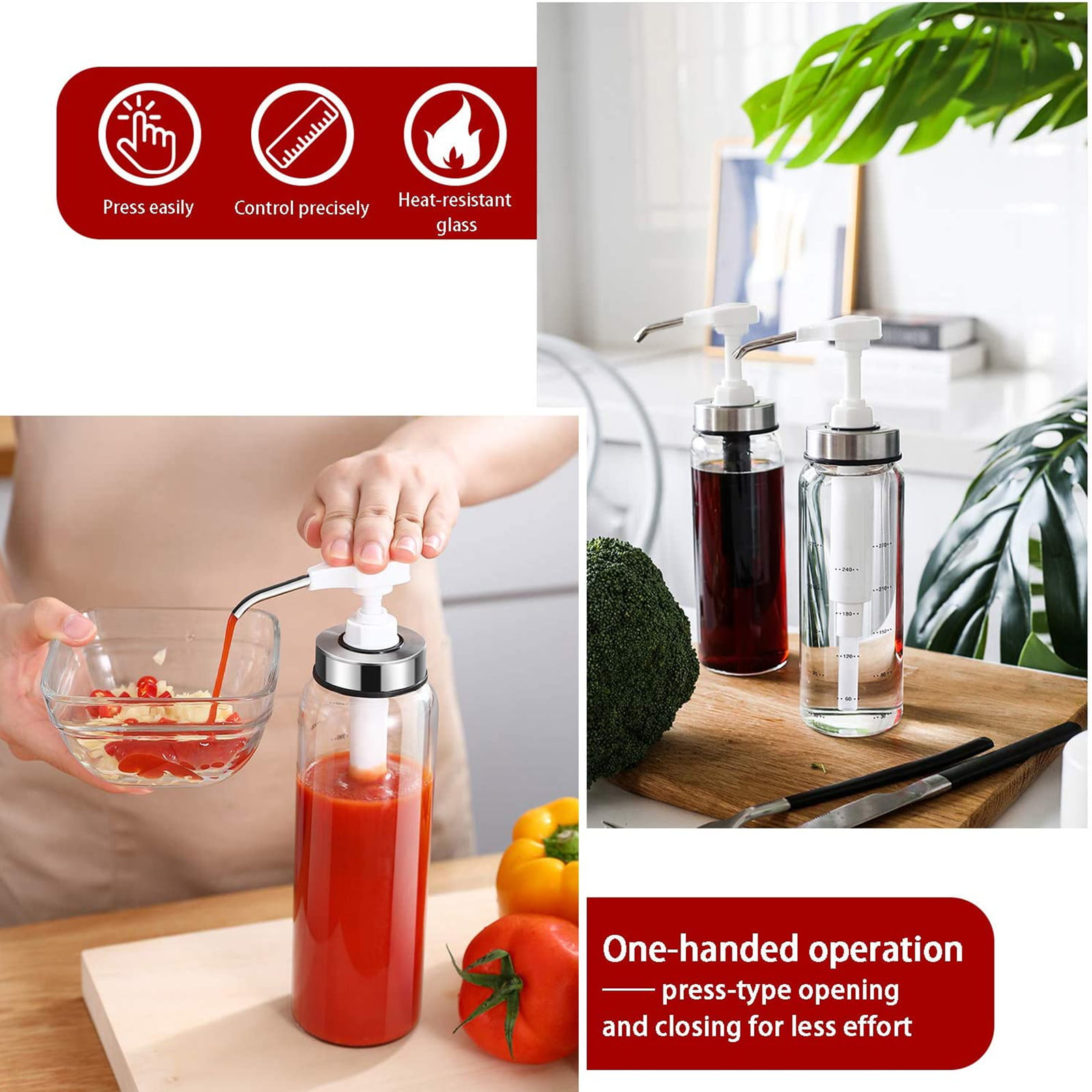 Ruluti 360ml 12oz Kitchen Plastic Squeeze Bottle Condiment Dispenser for Sauce Vinegar Oil Ketchup Salad Dressing Kitchen Accessories 