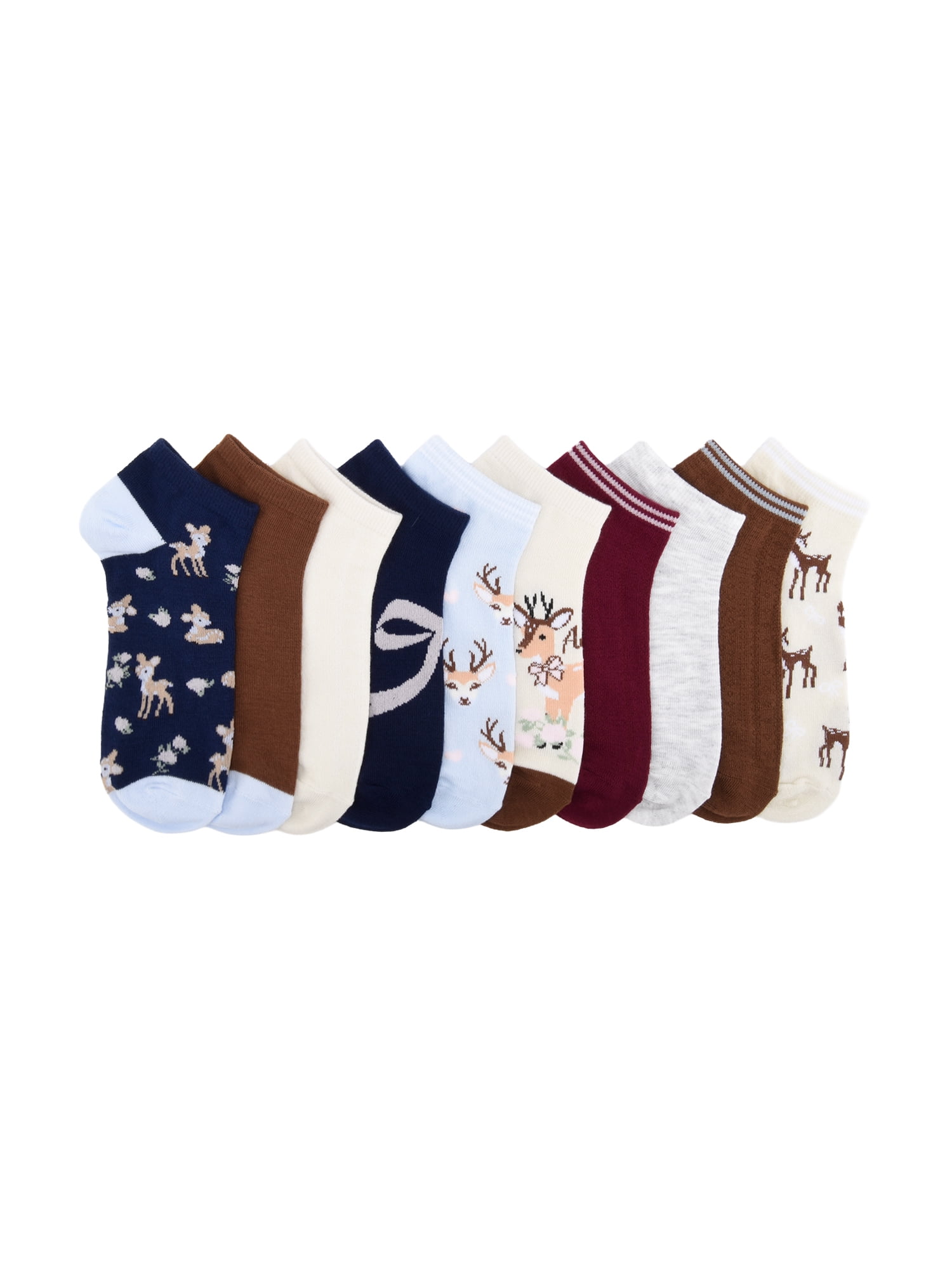 No Boundaries Women’s Low Cut Socks, 10 Pack, Shoe Sizes 4-10