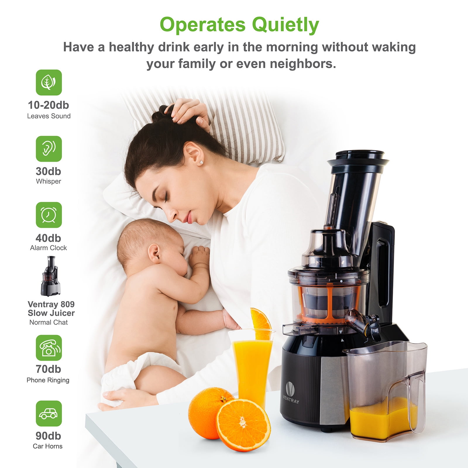 Ventray 809 Slow Press Masticating Juicer Machine Bpa Free Fruit Vegetable Juice Extractor Squeezer Black