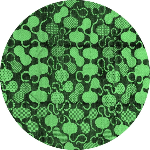 Ahgly Company Indoor Round Abstract Emerald Green Modern Area Rugs, 6' Round