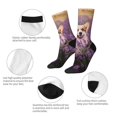thumbnail image 3 of Fuzoiu Dog in Lavender Flowers Print Athletic Crew Socks for Men & Women,Casual Crew Socks,Above Ankle Crew Socks for Business, Casual, 3 of 6