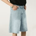 thumbnail image 6 of Jeans for Men Casual Loose Retro Straight Leg Comfortable Stretch Trend Denim Shorts Outdoor Streetwear Mens Jorts Light Blue M, 6 of 7